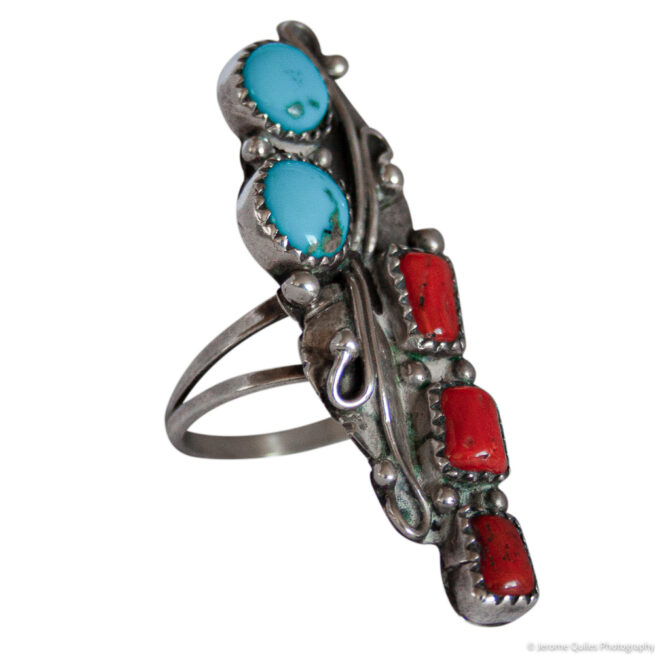 Longue Bague Turquoise Corail – Image 2