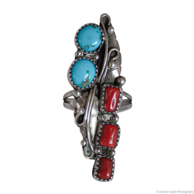 Long Turquoise Coral Ring