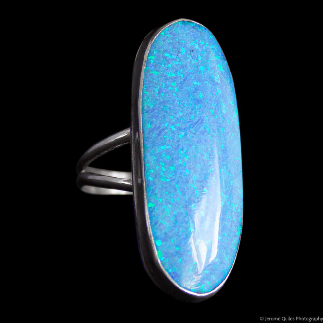 Bague Ovale Opale Bleu Clair – Image 2