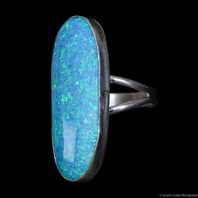 Bague Ovale Opale Bleu Clair – Image 3