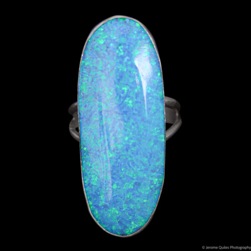 Pale Blue Opal Oval Ring