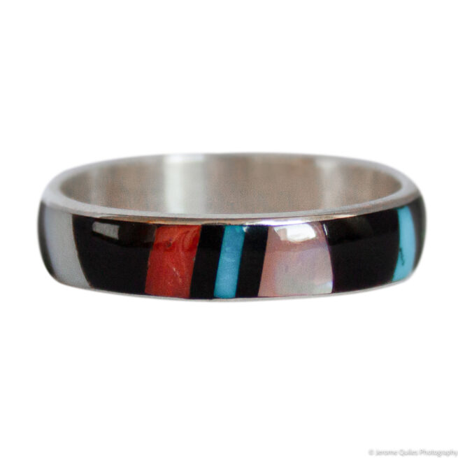 Thin Zuni Inlay Band Ring - Image 4