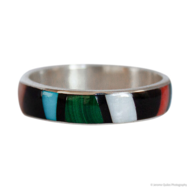 Thin Zuni Inlay Band Ring - Image 3