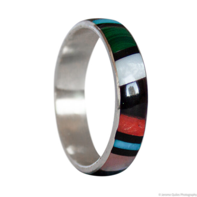 Thin Zuni Inlay Band Ring - Image 5