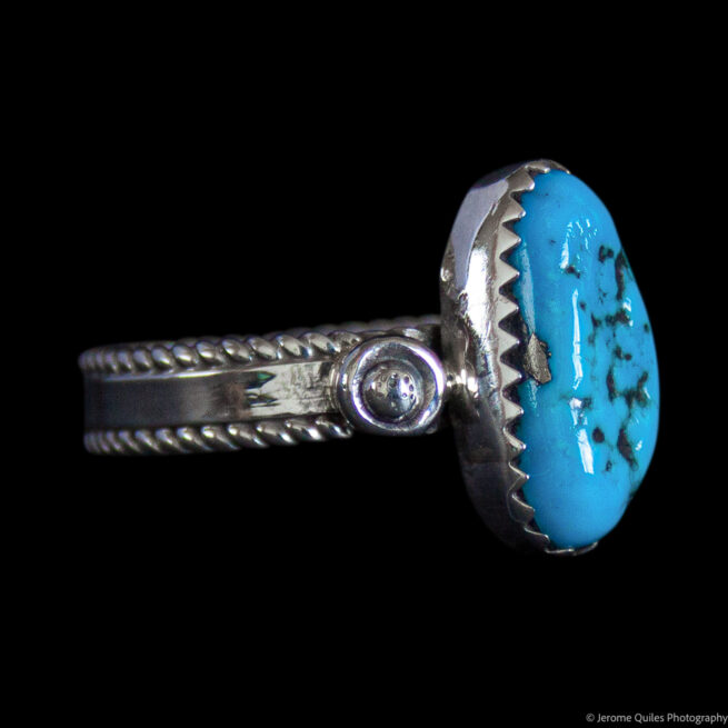 Turquoise Nugget Silver Ring - Image 2