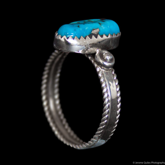 Turquoise Nugget Silver Ring - Image 4