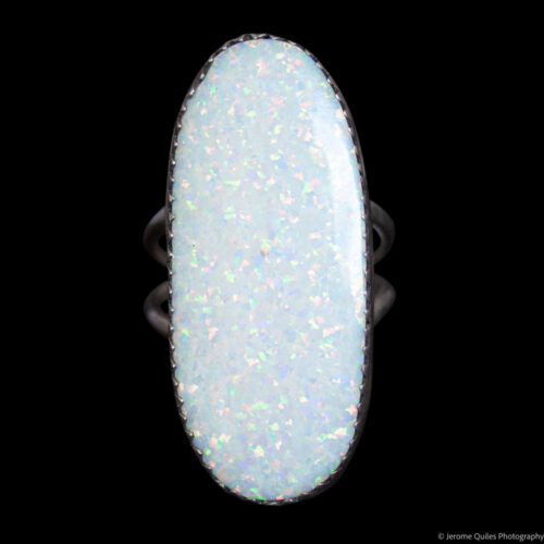 White Opal Oval Ring