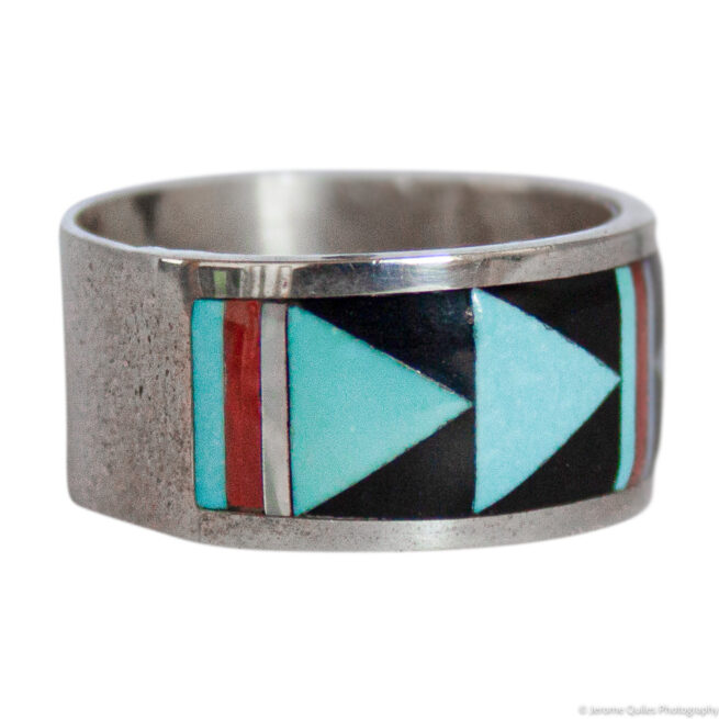 Wide Zuni Inlay Band Ring - Image 2