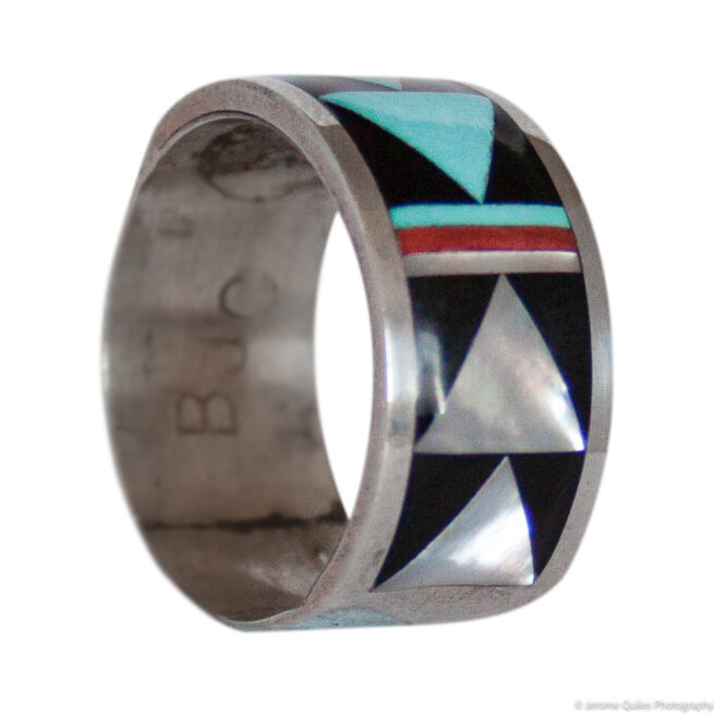 Wide Zuni Inlay Band Ring - Image 5