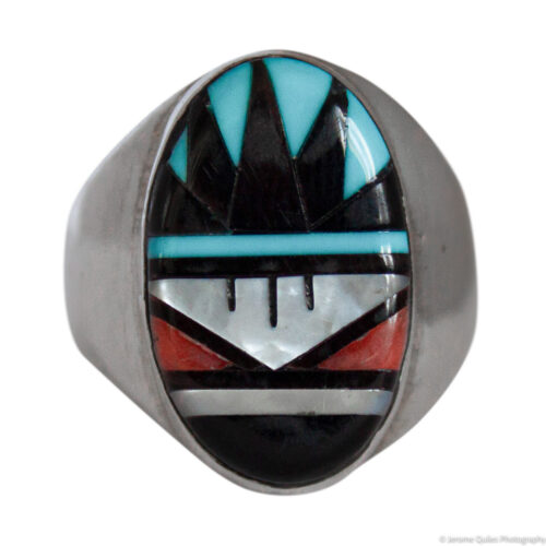 Zuni Inlay Oval Signet Ring