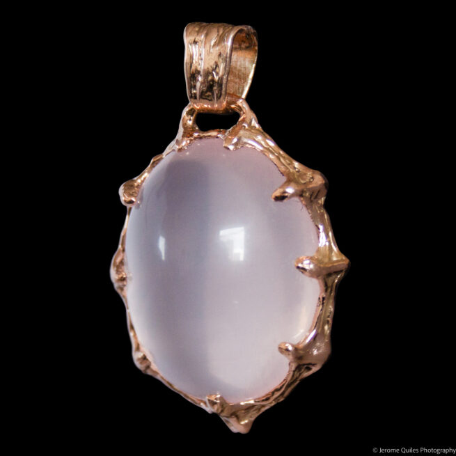 18K Gold Rose Quartz Necklace - Image 3