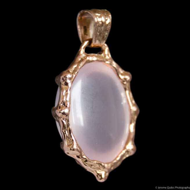 18K Gold Rose Quartz Necklace - Image 6