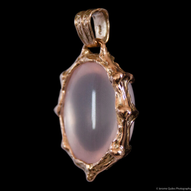 18K Gold Rose Quartz Necklace - Image 5