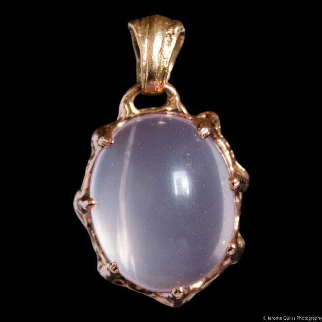 18K Gold Rose Quartz Pendant