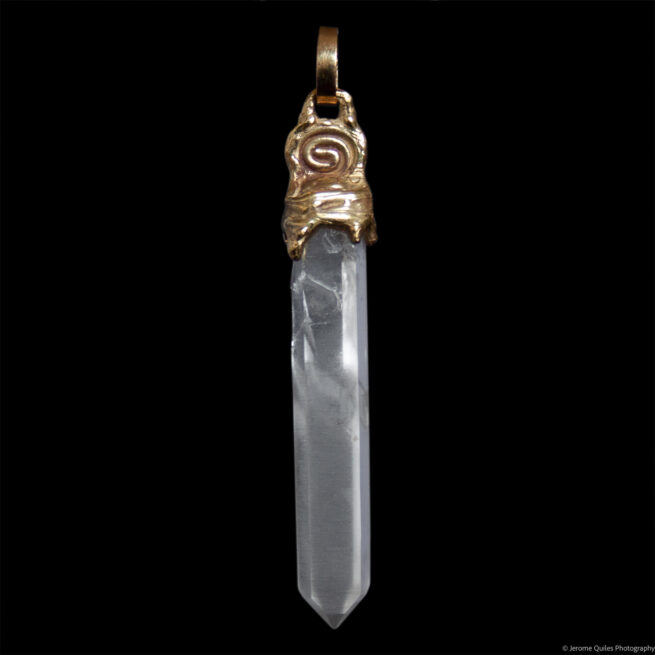 18K Gold Clear Quartz Pendant - Image 4