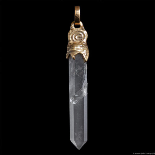 18K Gold Clear Quartz Pendant