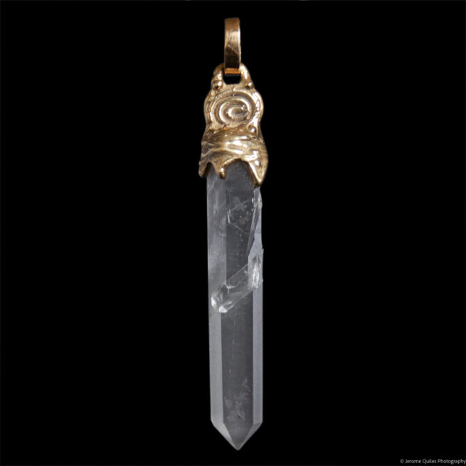 18K Gold Clear Quartz Pendant