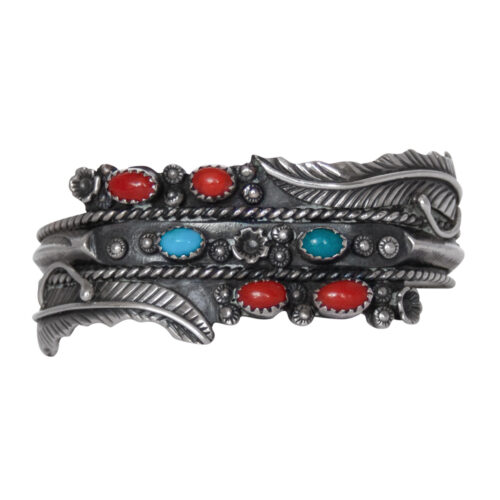 Turquoise Coral Silver Bracelet
