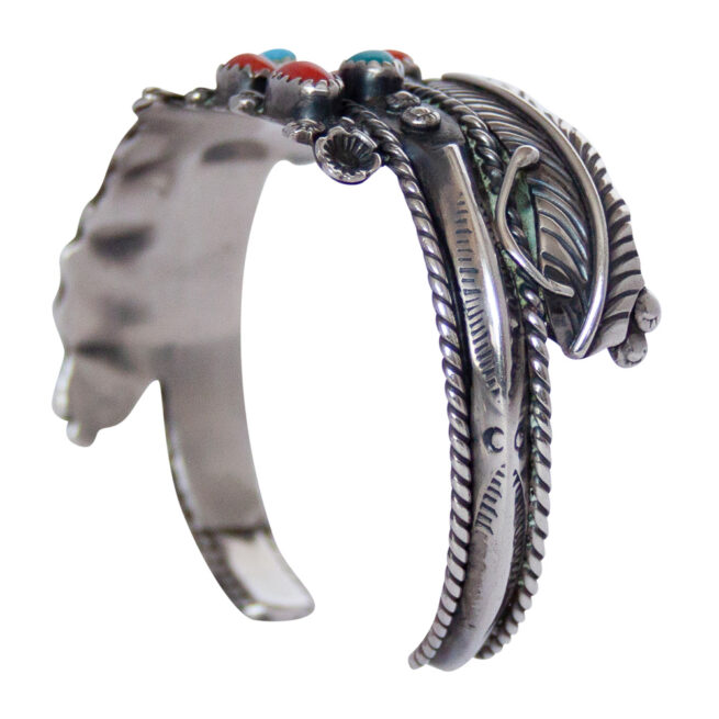 Turquoise Coral Silver Bracelet - Image 5