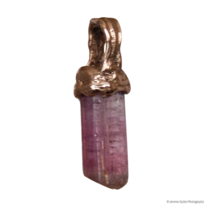 Pendentif Tourmaline Rose Or 9 Carats – Image 2