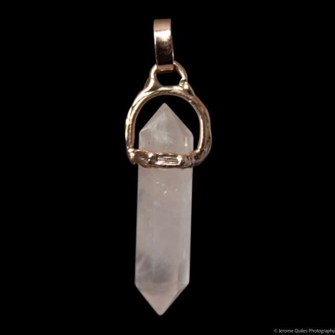 9K Gold Rose Quartz Necklace - Image 3