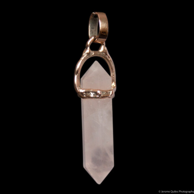 9K Gold Rose Quartz Necklace - Image 2