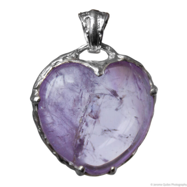 Amethyst Heart Silver Pendant