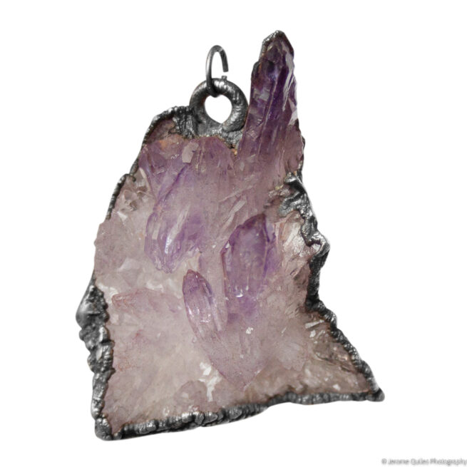 Large Amethyst Cluster Silver Pendant - Image 3