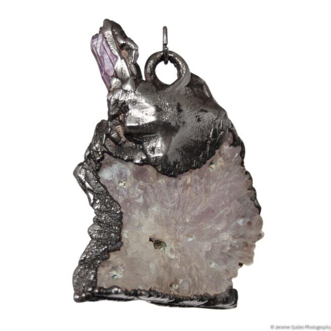 Large Amethyst Cluster Silver Pendant - Image 4