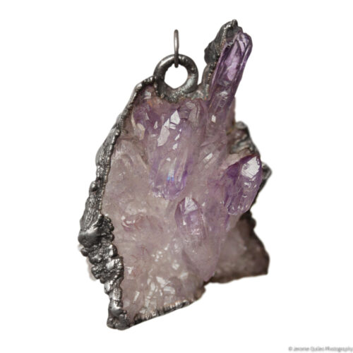 Large Amethyst Cluster Silver Pendant