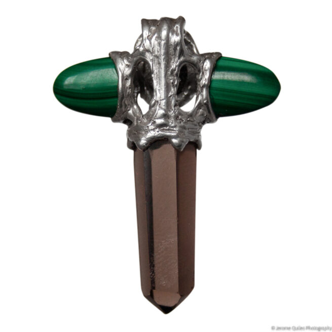 Pendendif Croix Malachite Diospide Quartz Fumé – Image 4