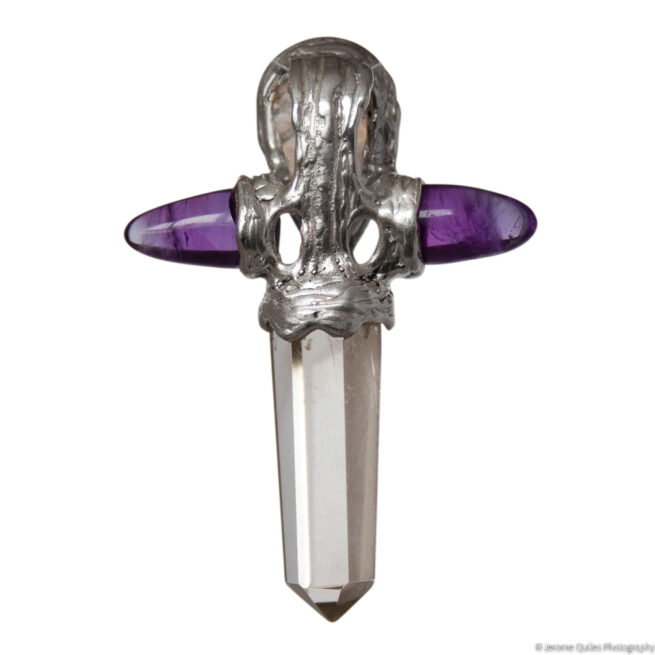 Moonstone Amethyst Quartz Cross Pendant - Image 4