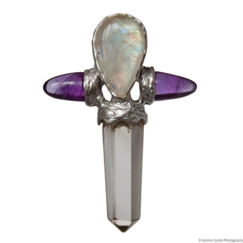 Moonstone Amethyst Quartz Cross Pendant