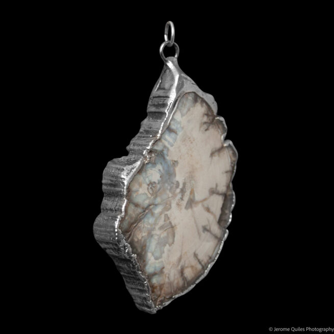Pendentif Bois Pétrifié Argent Sterling – Image 2