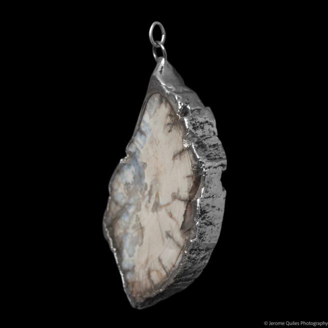 Pendentif Bois Pétrifié Argent Sterling – Image 3
