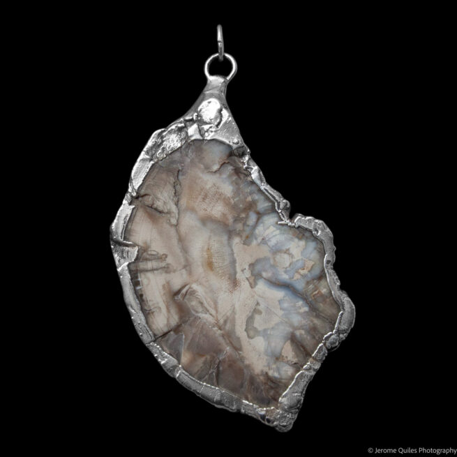 Pendentif Bois Pétrifié Argent Sterling – Image 4
