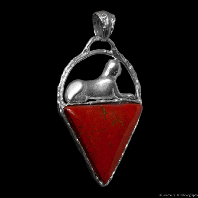 Red Jasper Silver Sphinx Pendant - Image 2