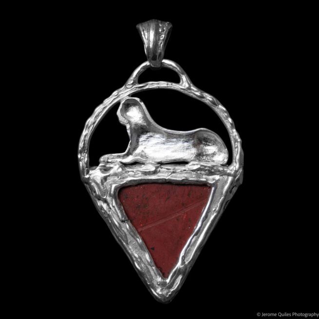 Red Jasper Silver Sphinx Pendant - Image 3