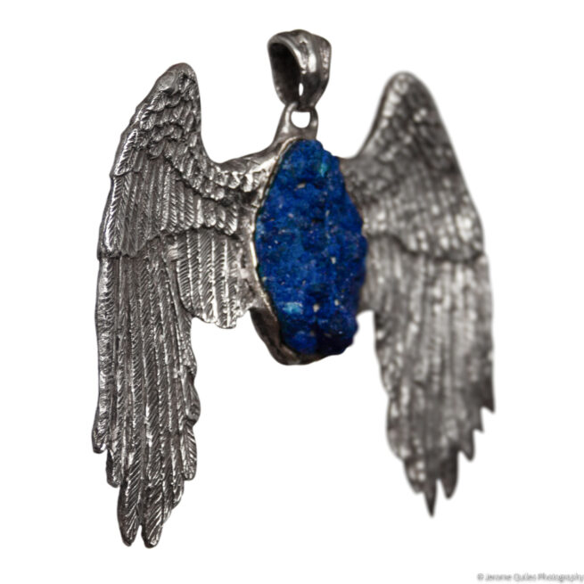 Pendentif Azurite Ailes Argent – Image 2