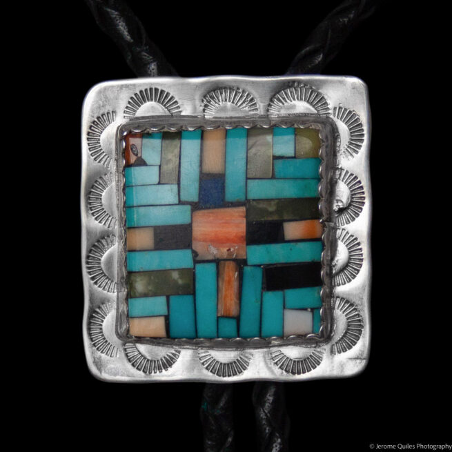 Square Mosaic Bolo Tie