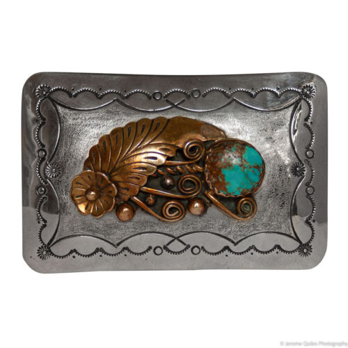 1970's Gold Fill Silver Turquoise Belt Buckle