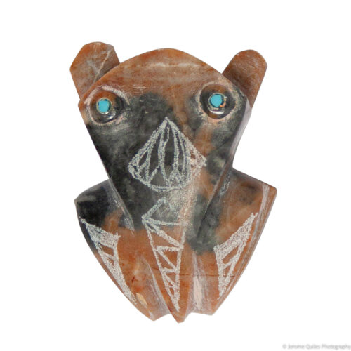 Brown Black Frog Carving