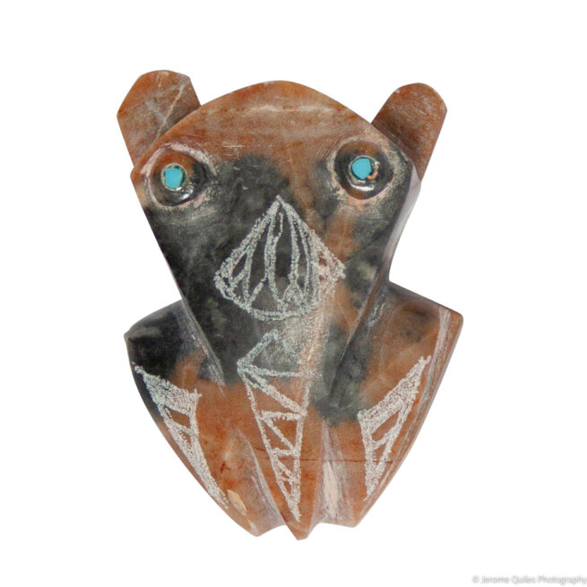 Brown Black Frog Carving
