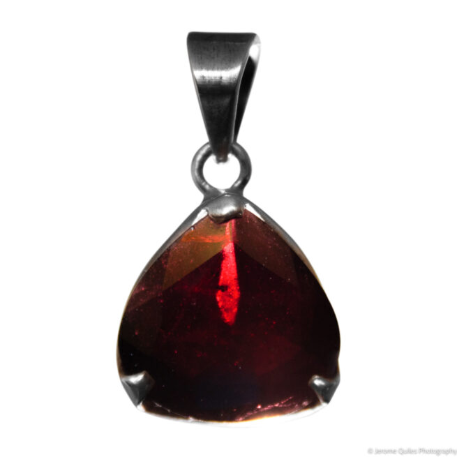 Pendentif Argent Grenat Rouge Facetté – Image 2