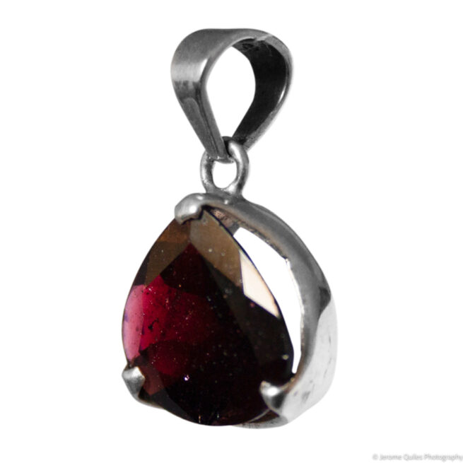 Pendentif Argent Grenat Rouge Facetté – Image 4