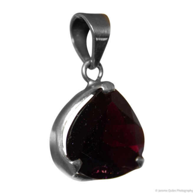Pendentif Argent Grenat Rouge Facetté – Image 3