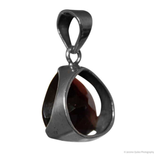 Pendentif Argent Grenat Rouge Facetté – Image 6