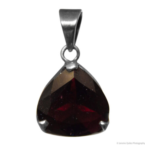 Faceted Red Garnet Silver Pendant