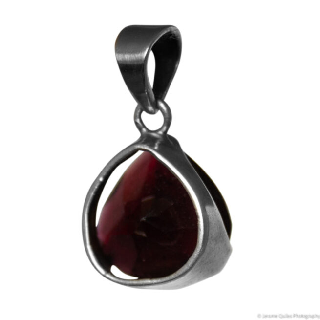 Pendentif Argent Grenat Rouge Facetté – Image 5