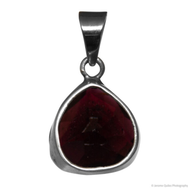Pendentif Argent Grenat Rouge Facetté – Image 7